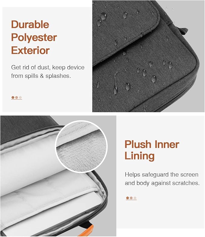 MoKo 13.3-14 Inch Laptop Sleeve Bag Fits MacBook Pro M3/M2 14" 2023, MacBook Pro 13" M2, Air 13.6 M3/M2,Tab S8 Ultra 14.6,Handle Carrying Case with Shoulder Strap, Black & Gray