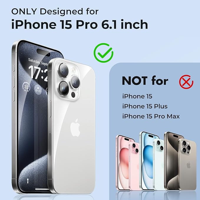 UNBREAKcable for iPhone 15 Pro Case, Compatible with MagSafe,Scratch Resistant for iPhone 15Pro, Anti Yellowing,Shockproof Protective Transparent Magnetic Clear 6.1" Case