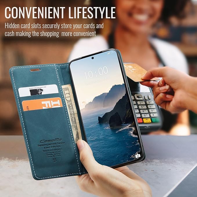 for Xiaomi 14T Pro Case, Flip Wallet Leather Case with Card Holder Magnetic Closure Shockproof Kickstand Protective Phone Cases Cover for Xiaomi mi 14T Pro, Blue-Green