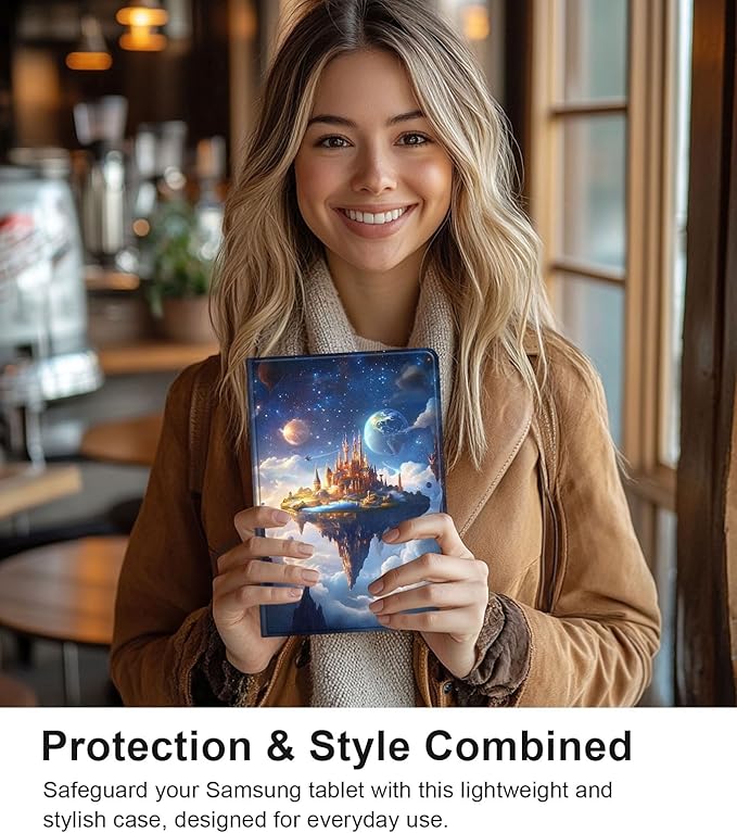 Case for Samsung Galaxy Tab S10 Ultra/Galaxy Tab S9/S8 Ultra 14.6-Inch, Slim PU Leather Stand Cover with Auto Wake/Sleep, Multi-Angle Viewing & Shockproof, Floating Castle