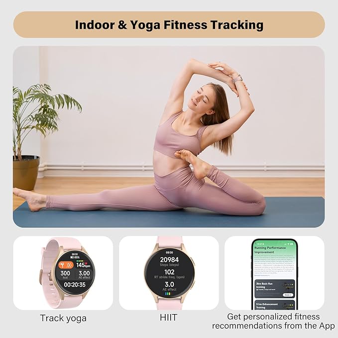 Smart Watch for Women, Built-in Alexa, GPS, HRV, VO2 Max, Blood Oxygen, Sleep & Stress Monitor, Compass, Altimeter, 1.32" AMOLED, Fitness & Women’s Health, Waterproof, iPhone Compatible, Notification