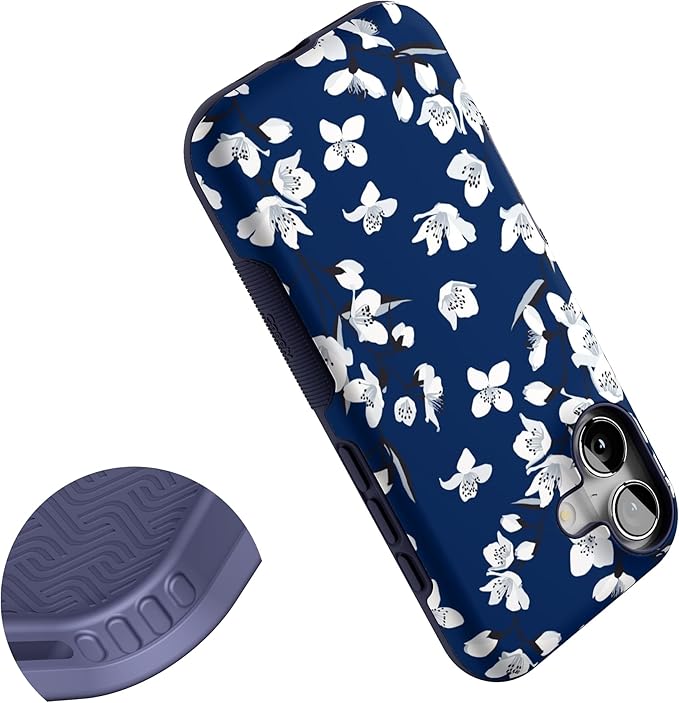 Casely iPhone 17 Case | Floral Forest | Navy Cherry Blossom Floral | Bold Protective Design | Compatible with MagSafe