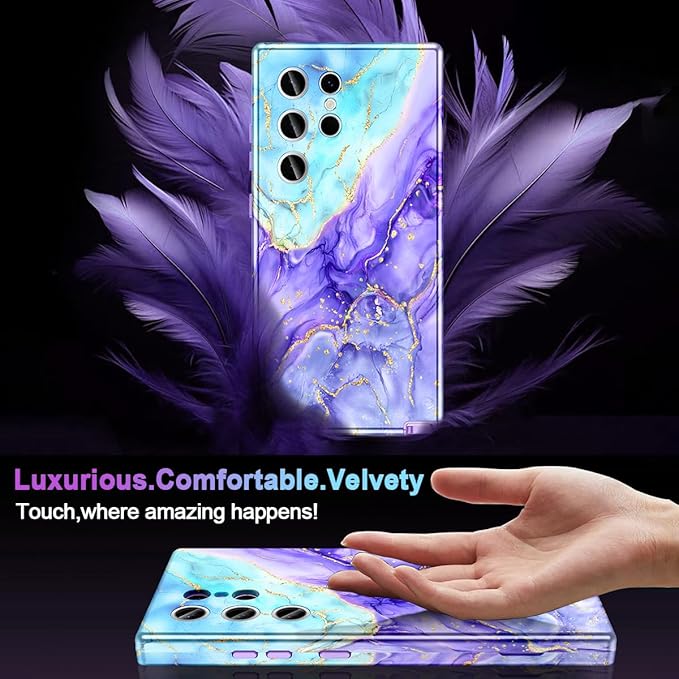 Casetego for Galaxy S24 Ultra Case,Compatible with MagSafe,[Military Grade Drop Test] Full Body Protection Slim Shockproof Rugged Marble Women Case for Samsung Galaxy S24 Ultra 6.8 inch,Cobalt Violet