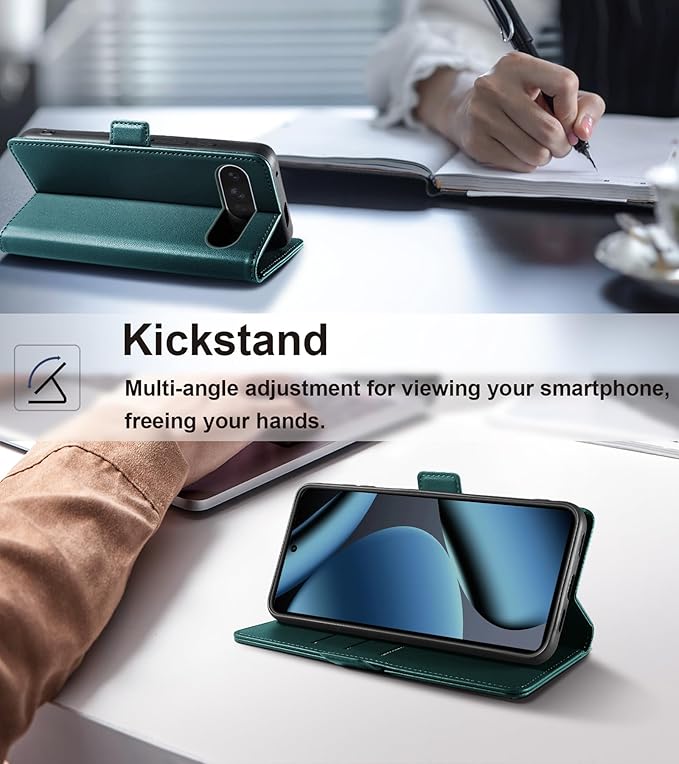 Wallet Flip Case for Google Pixel 10/10 Pro 5G - [RFID Blocking] Luxury PU Leather Card Holder Magnetic Phone Cover with Kickstand,Shockproof Protective Case,Green