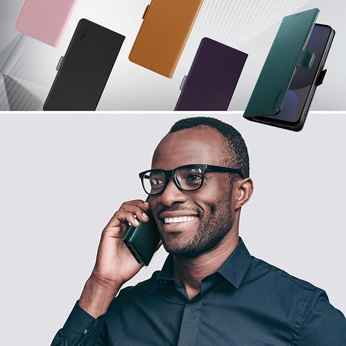 Wallet Flip Case for Samsung Galaxy S24 FE 5G - [RFID Blocking] Luxury PU Leather Card Holder Magnetic Phone Cover with Kickstand,Shockproof Protective Case,Green