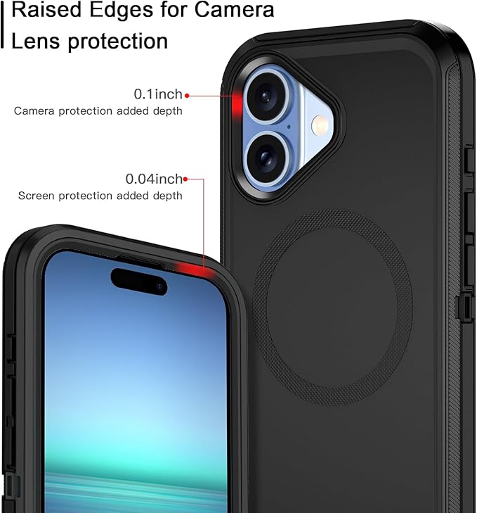 for iPhone 17 Case [Compatible with MagSafe] Shockproof 3-Layer Full Body Protection [Without Screen Protector] Rugged Heavy Duty Cover Case for Apple iPhone 17 6.3" 2025,Black