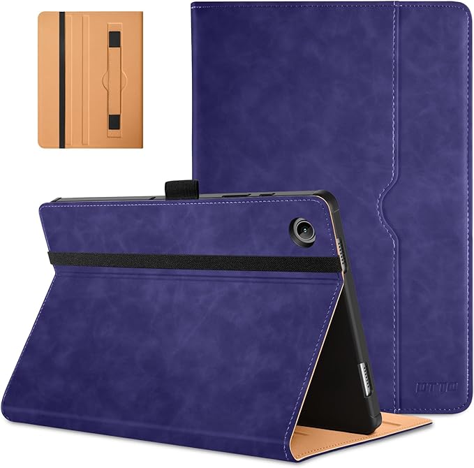DTTO for Samsung Galaxy Tab A9 Plus 11 inch Case 2023, Premium Leather Business Folio Stand Cover with Hand Strap for Galaxy Tab A9+ 11'' 2023 Model (SM-X210/X216/X218) - Auto Wake/Sleep, Dark Blue
