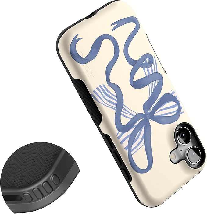 Casely iPhone 17 Case | Heartstrings | Blue Bow | Bold Protective Design | Compatible with MagSafe