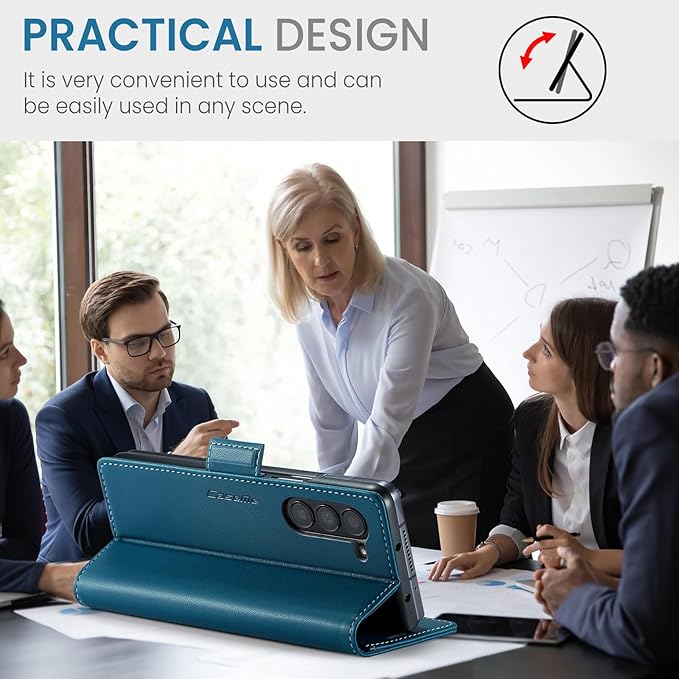 for Samsung Galaxy Z Fold 5 Case, Premium PU Leather Wallet Case Flip Cover with [RFID Blocking][Card Holder][Stand Function] Shockproof Protective for Samsung Galaxy Z Fold 5, Blue