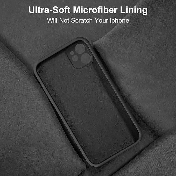 Vooii Compatible with iPhone 11 Case, Upgraded Liquid Silicone with [Flat Edges] [Camera Protection] [Soft Anti-Scratch Microfiber Lining] Phone Case for iPhone 11 6.1 inch - Black