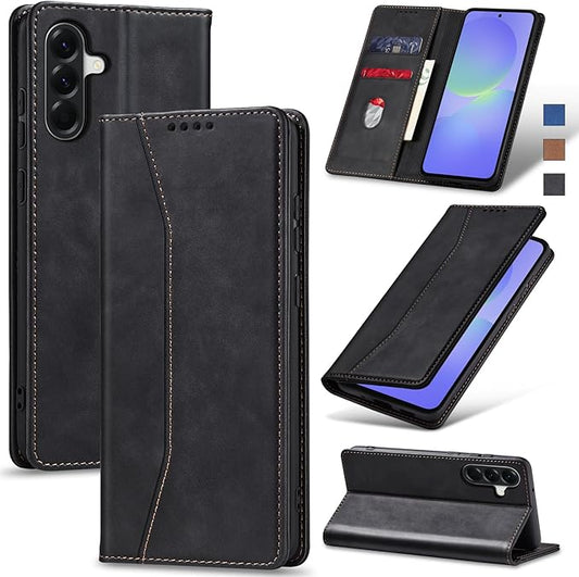 Jasonyu Flip Wallet Case for Samsung Galaxy A36 5G,Leather Magnetic Folio Cover with Card Holder,Kickstand - TPU Shockproof Durable Protective Phone Case,Black