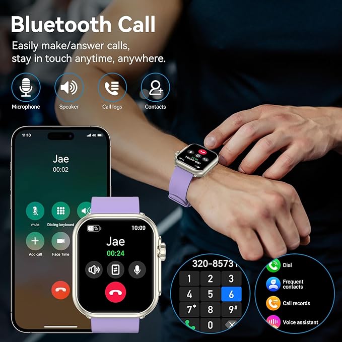 Smart Watch for Men Women, 1000 mAh 100 Day Battery Life, 1.85" Fitness Tracker Bluetooth Call/Make Calls, IP68 Waterproof, 120+ Sport Modes, 24/7 Heart Rate/Sleep Monitor Fitness Watch, iOS/Android