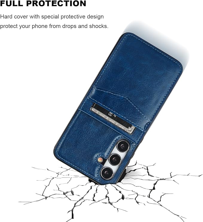 KIHUWEY for Samsung Galaxy S24 Plus Case Wallet with Credit Card Holder, Flip Premium Leather Magnetic Clasp Kickstand Heavy Duty Protective Cover for Samsung Galaxy S24 Plus 6.7" (Blue)