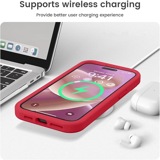 Vooii Compatible with iPhone 15 Pro Max Case, Upgraded Premium Silicone, [Camera Protection] [Soft Anti-Scratch Microfiber Lining] Shockproof Phone Case for iPhone 15 Pro Max 6.7 inch - Red