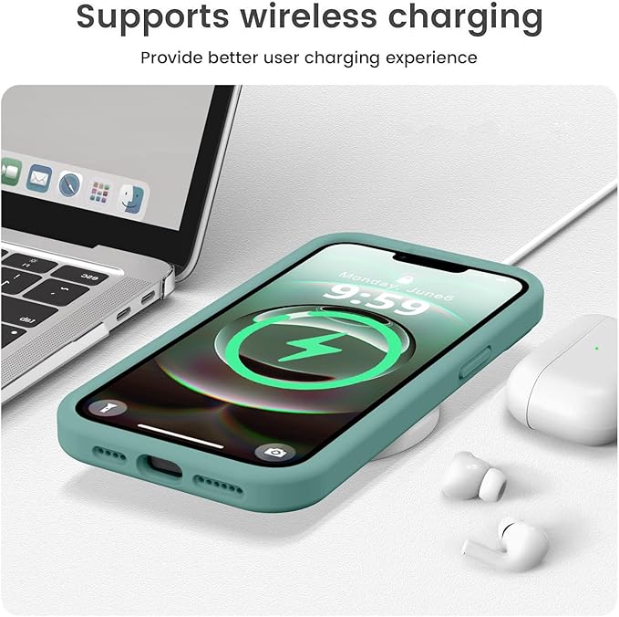 Vooii Compatible with iPhone 16e Case, Liquid Silicone Upgrade [Camera Protection] [Soft Anti-Scratch Microfiber Lining] Shockproof Phone Case for iPhone 16e 6.1 inch - Pine Green