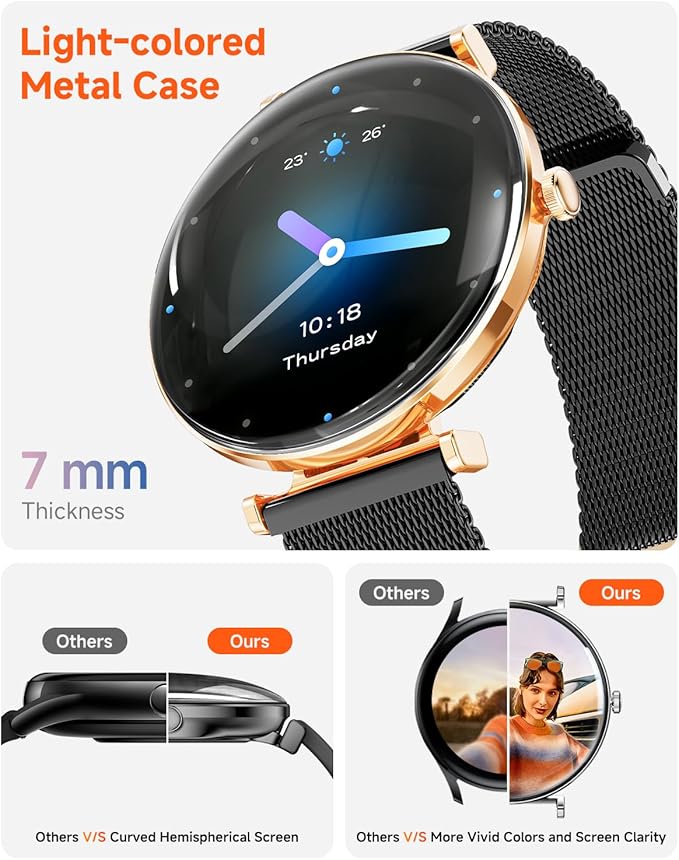 Hwagol Smart Watches for Women Men[Calls/Metal Thin] for Android iPhone Compatible,1.43" Micro-Spherical AMOLED Screen,IP68 Waterproof Fitness Tracker Heart Rate/SpO2/Sleep Monitor/Pedometer