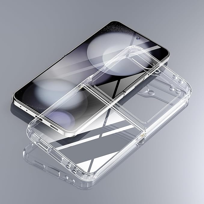 Case for Samsung Galaxy Z Flip 6, Ultra Slim Flip 6 Case, Anti-Scratch Anti-Yellowing PC Back Cover & TPU Hinge Connectors Shockproof Protective Phone Case for Z Flip6 5G (Basic+Clear)
