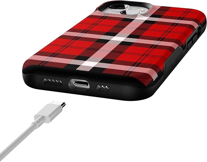 Casely iPhone 14 Case | As if! | Red Plaid | Compatible with MagSafe | Bold Protective Design