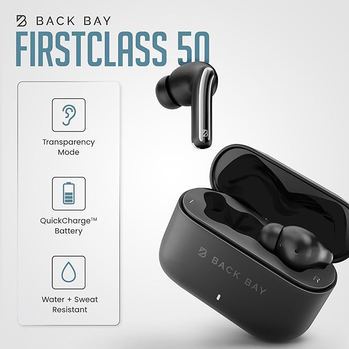 Back Bay Audio Active Noise Canceling Earbuds for Android & iPhone - Bluetooth 5.4 ANC Earbuds with Transparency Mode, Deep Bass, Air Buds for Android Phones, In-Ear Wireless Sound Cancelling Ear Buds