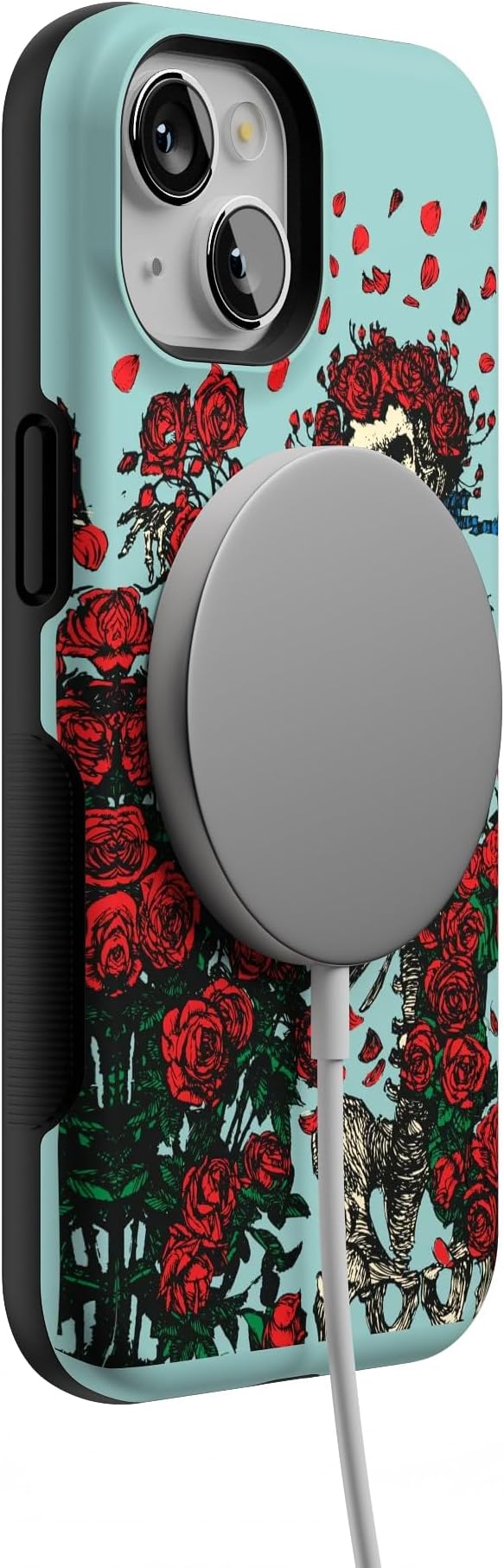 Casely iPhone 14 Case | Forever Grateful | Grateful Dead Skeleton Floral | Compatible with MagSafe | Bold Protective Design