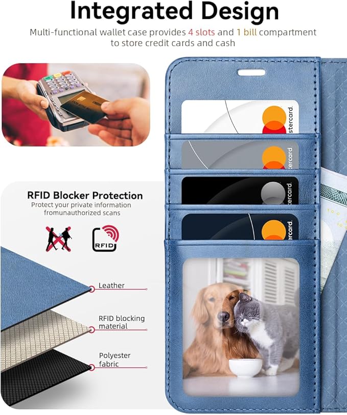 OCASE Compatible with Galaxy S25 FE Wallet Case, PU Leather Flip Folio Case with Card Holders RFID Blocking Kickstand [Shockproof TPU Inner Shell] Protective Phone Cover 2025, Light Blue