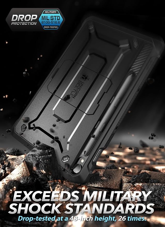 SUPCASE for Samsung Galaxy Tab S9 FE 10.9 inch Case with Stand (Unicorn Beetle Pro), [Built-in Screen Protector & S Pen Holder] Full-Body Heavy Duty Rugged Tablet Cover for Galaxy Tab S9 FE, Black