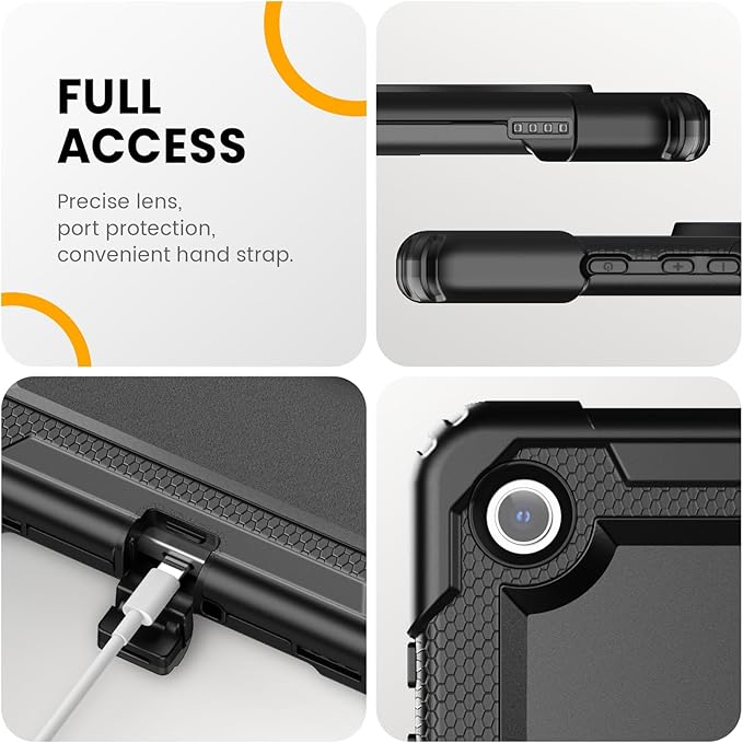 Timecity for Samsung Galaxy Tab A9+/ A9 Plus Case 11 inch, Full-Body Protective with Screen Protector, Rotating Stand/Handle and Shoulder Strap for Galaxy A9+ Tablet Case (SM-X210/X216/X218)- Black