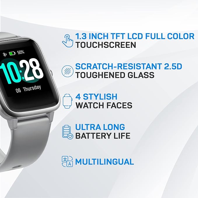 OCTANDRA Move VeryFitPro Smart Watch HR Heart Rate Sleep Monitor IP68 Waterproof Activity Fitness Tracker Step Counter Pedometer Exercise Running Watch Fitness Watches for Men & Women (ID205L) (Grey)