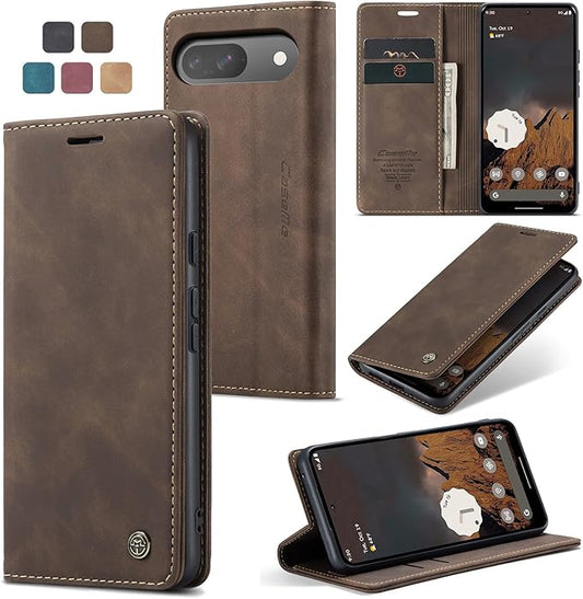 for Google Pixel 9 / Pixel 9 Pro Case, Flip Wallet Leather Case with Card Holder Magnetic Closure Shockproof Kickstand Protective Phone Cases Cover for Google Pixel 9 Pro,Coffee