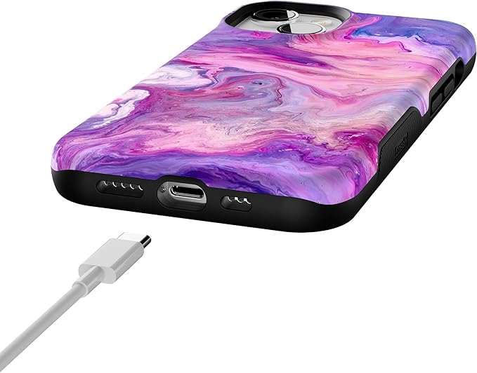 Casely iPhone 14 Case | Tie Dying Over You Purple Marble | Compatible with MagSafe | Bold Protective Design