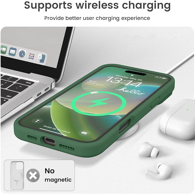 Vooii Compatible with iPhone 16 Pro Max Case, Liquid Silicone Upgrade [Camera Protection] [Soft Anti-Scratch Microfiber Lining] Shockproof Phone Case for iPhone 16 Pro Max 6.9 inch - Green