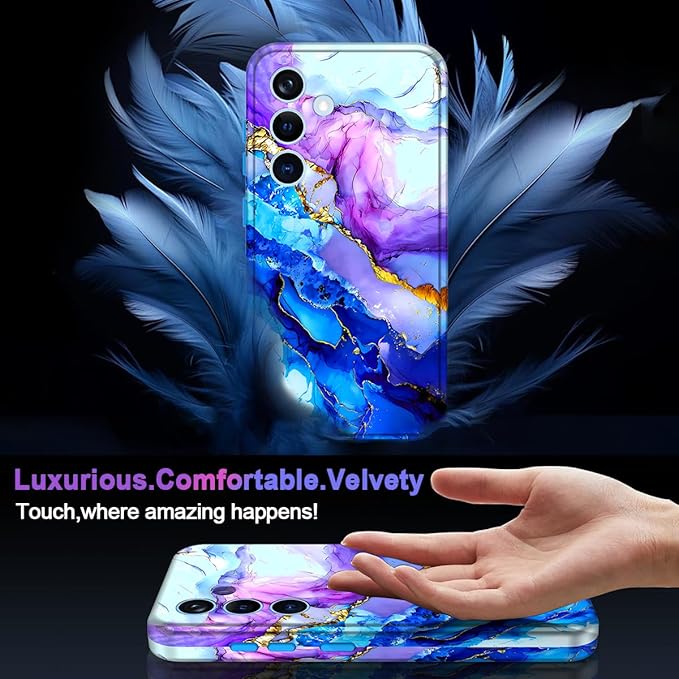 Casetego for Galaxy S24 Case,Compatible with MagSafe,[Military Grade Drop Test] Full Body Protection Slim Shockproof Rugged Marble Women Case for Samsung Galaxy S24 6.2 inch,Azure Blue