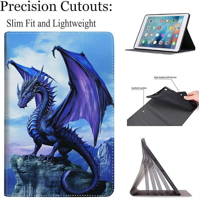 Case for Galaxy Tab A9 Plus ， Auto Sleep/Wake Multi-Angle Viewing Slim Folio Stand Cover for Samsung Galaxy Tab A9+/A9 Plus 11 Inch 2023 (SM-X210/X216/X218), Blue Dragon