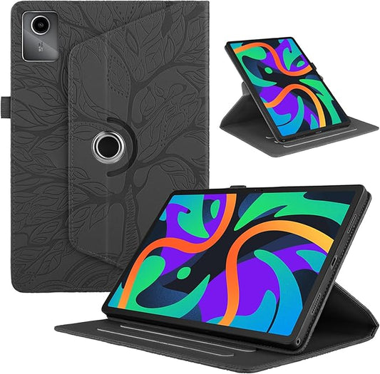 Rotating Case for Lenovo Tab M11 / Tab K11 LTE 11 Inch 2024 (TB330FU) PU Leather 360° Degree Rotation Multi-Angle Cover Lightweight swiveling Flip Stand with Pen Holder-Black