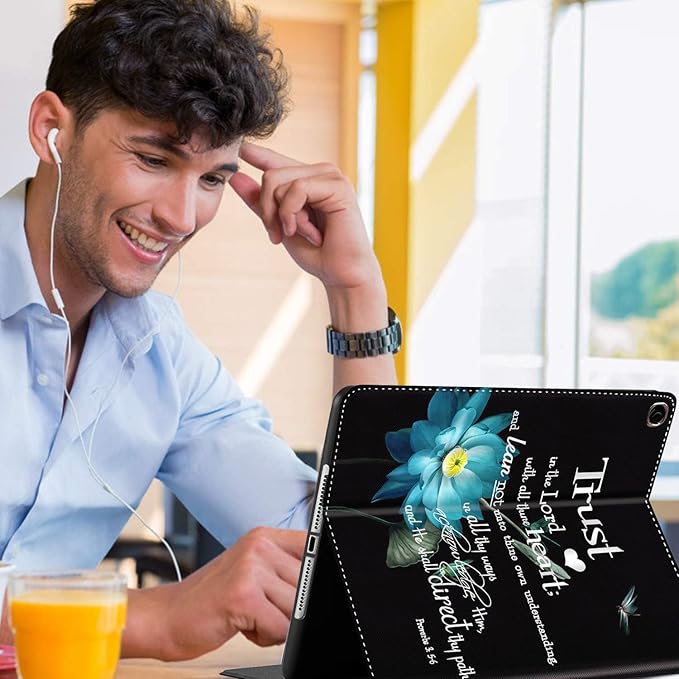 Case for Samsung Galaxy Tab A9 Plus 11 inch 2023，Slim Fit Foldable Standing Cover Case with Auto Sleep/Wake for Galaxy Tab A9+ 11’2023 (SM-X210/X216/X218)，Blue Lotus Flower Dragonfly