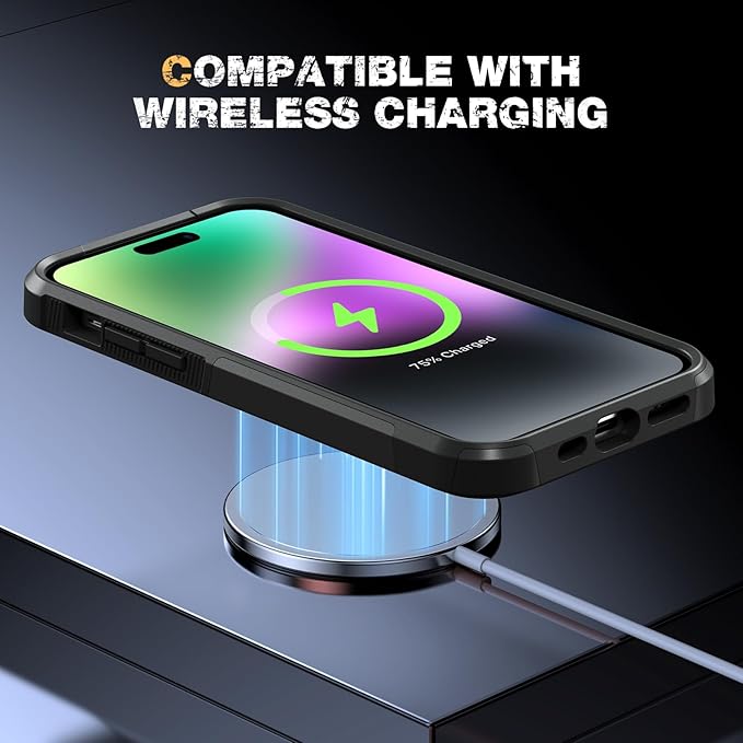 Diaclara Designed for iPhone 14 Case, [with Privacy Screen Protector] [Anti Spy] [Military Grade Drop Protection] Heavy Duty Full-Body Shockproof Phone Case, Black