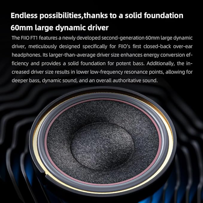 FiiO FT1 32Ω Large Dynamic Driver Headphones with Solid Wood Cups