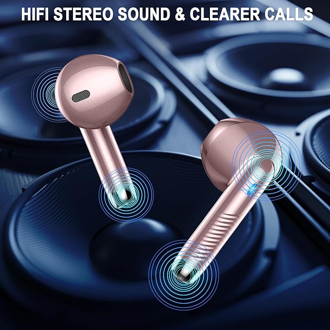 Wireless Earbuds, Bluetooth 5.4 Ear Buds LED Power Display Headphones Bass Stereo, Bluetooth Earbuds in-Ear Noise Cancelling Mic, 40H Playback Mini Case IP7 Waterproof Sports Earphones for Android iOS