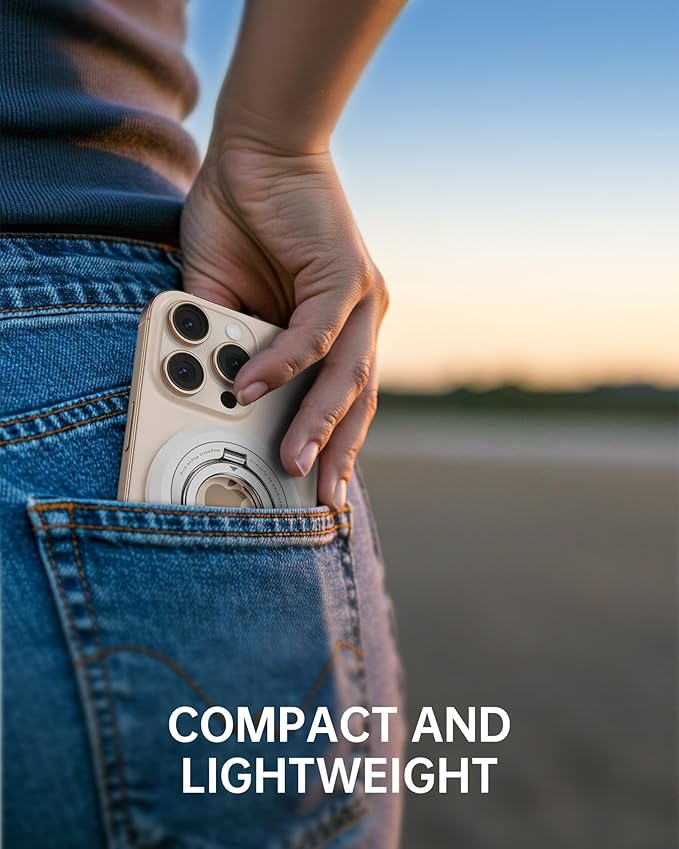 SYNCWIRE Phone Ring Holder Grip for MagSafe, 360° Rotation Magnetic Cell Phone Grip Stand Two-Sided Magnetic Compatible with iPhone 16 15 14 13 12 Pro Max fits MagSafe Accessories - White