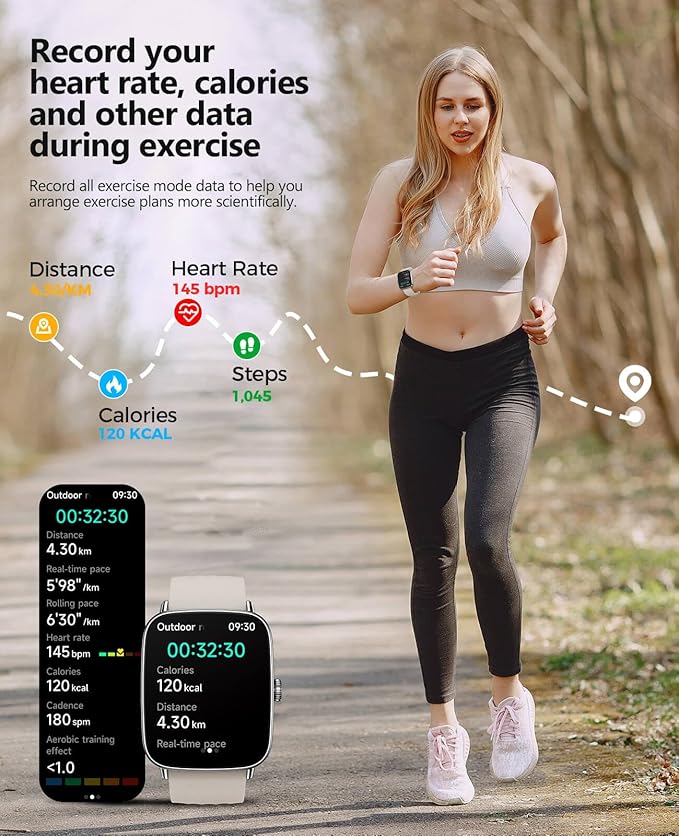 2025 Smart Watches for Women Men, 1.85" AI Voice Smartwatch, 24/7 Heart Rate Monitor, Stress/SpO2/Sleep Tracker, IP68 Waterproof, Weather, 100+ Sports Fitness Tracker for Android iOS Khaki