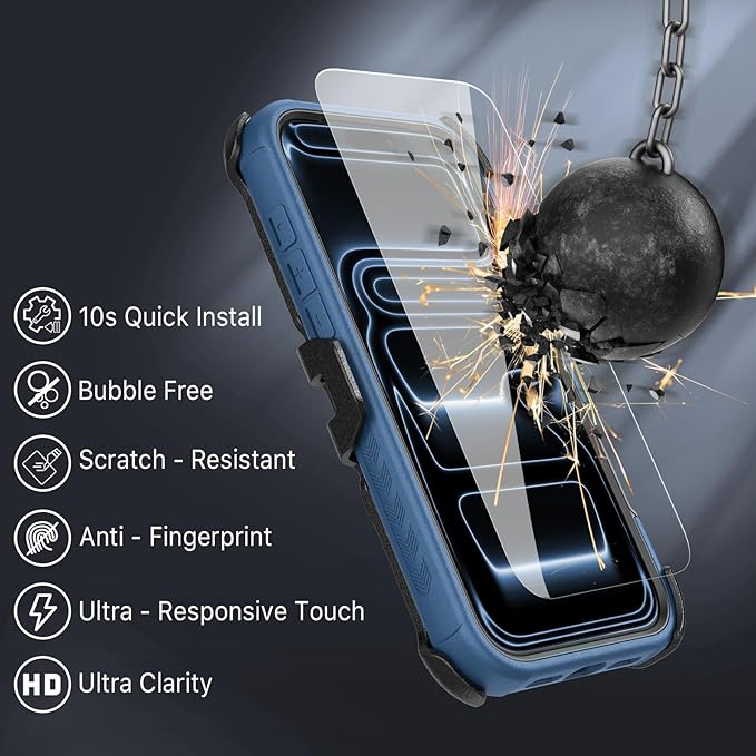 M MYBAT PRO For iPhone 17 Pro Max Case with Belt Clip Holster, Maverick Series 17 Pro Max Case[Compatible with Magsafe]w/Screen Protector,Anti-Drop,with 360°Rotating Kickstand,Heavy Duty Protection