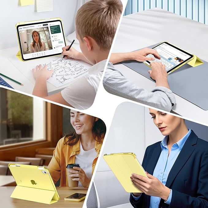 MoKo for iPad (A16) 11th Generation Case 11 Inch 2025, iPad 10th Generation Case 10.9 Inch 2022 with Pencil Holder, Slim Light Trifold Protective Cover with Hard PC Translucent Back Shell, Oatmeal