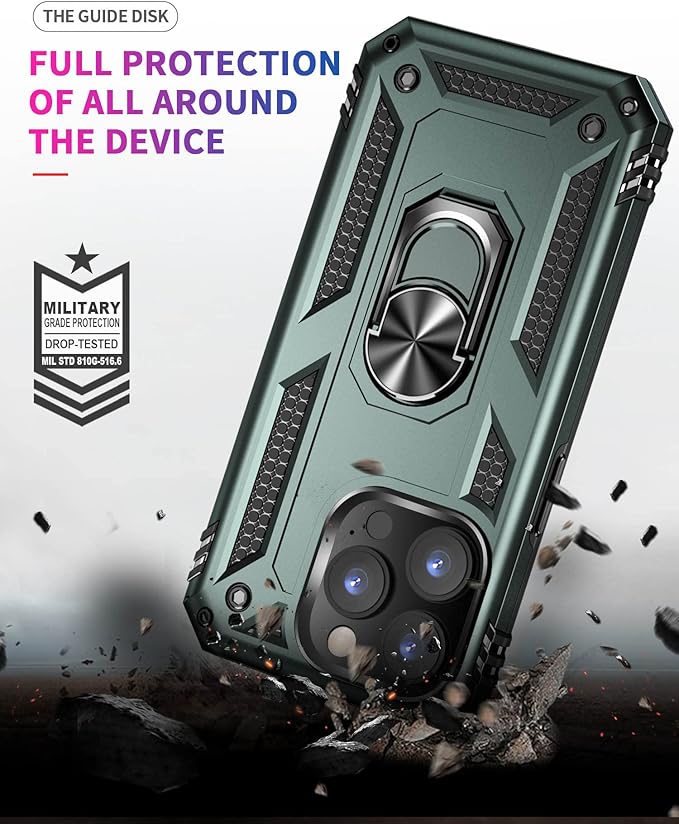 ADDIT Phone Case for iPhone 14 Pro Case,with Kickstand Ring,Adjustable Stand,Military Grade,Heavy Duty Protection,Shockproof,Anti-Fingerprint,Support Magnet Car Mount,Teal