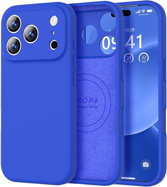 Vooii Magnetic Compatible with iPhone 17 Pro Case (Compatible with Magsafe) (Upgraded Camera Protection) Liquid Silicone Shockproof Full Body Protective Phone Cover for Women Men, Klein Blue, 6.3”