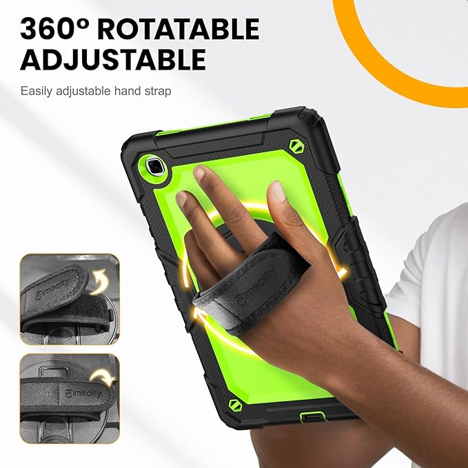 Timecity for Samsung Galaxy Tab A7 10.4 Inch Case 2020/2022, SM-T500/T503/T505/T507/T509 Tablet Case, Durable Sturdy Case with Screen Protector Swivel Stand Hand Shoulder Strap Drop-Proof - Green