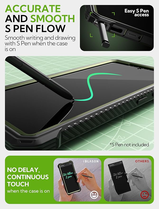 i-Blason Armorbox for Samsung Galaxy S25 Ultra Case MagSafe with Camera Cover Stand [Military Protection] Full-Body Heavy Duty Magnetic Phone Case with Screen Protector for S25 Ultra 6.9 inch, Green