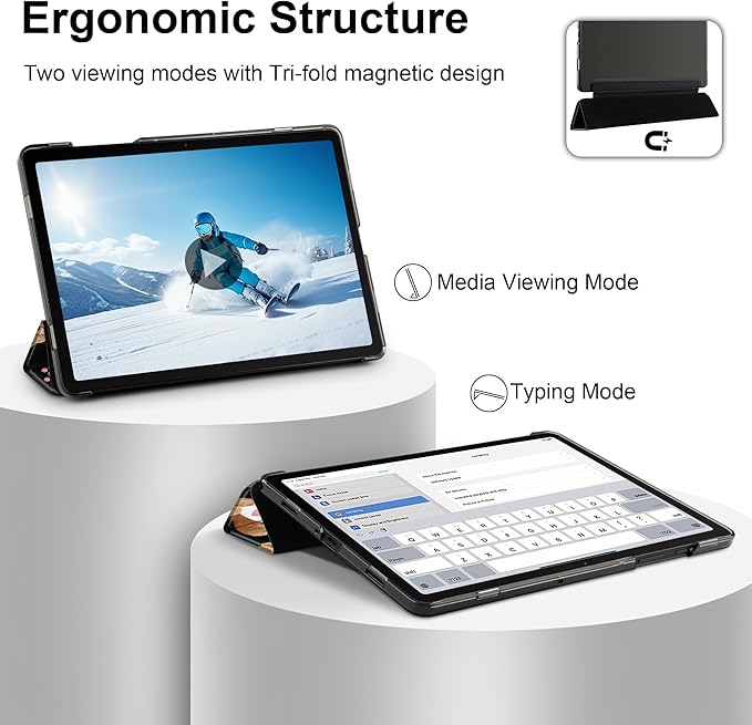 DONGKE Case for Samsung Galaxy Tab A9+/A9 Plus 11 inch 2024 2023 (SM-X210/X216/X218), Slim Stand Hard PC Translucent Back Shell Smart Cover, Auto Wake/Sleep - Cartoon Bear