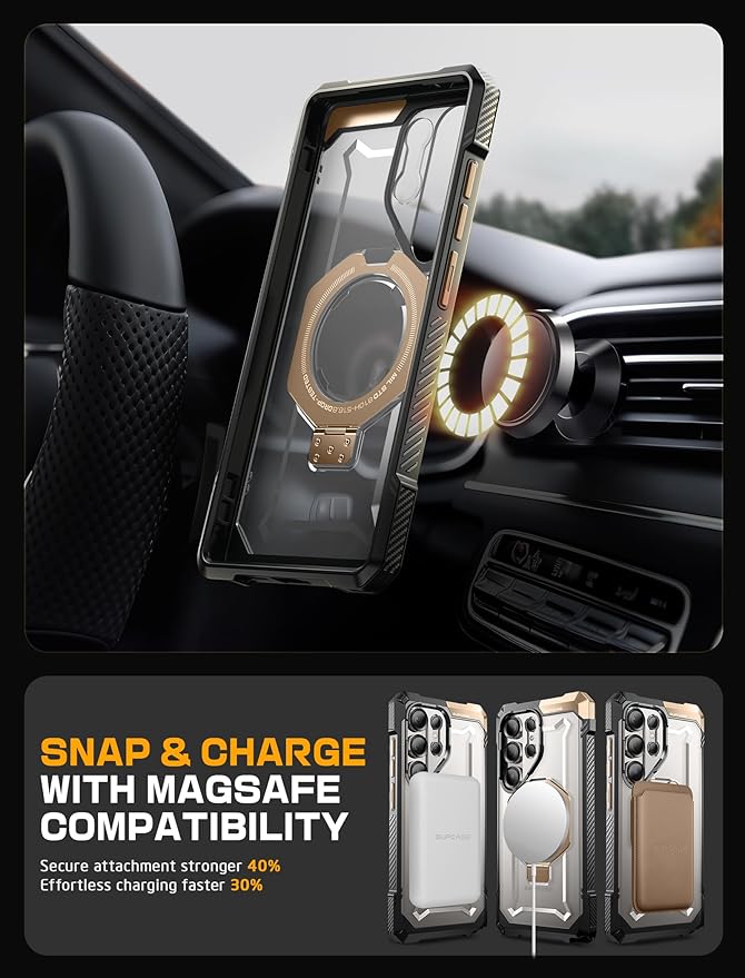 SUPCASE for Samsung Galaxy S25 Ultra Case with Stand (Unicorn Beetle Grip), [S Pen Friendly] [Compatible with MagSafe] [Military-Grade Protection] Magnetic Translucent Back Phone Case, Desert