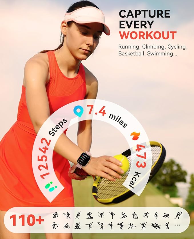 Smart Watch for Women Men- Answer/Make Call, 2025 IP68 Waterproof Fitness Step Sleep Tracker Watch with Monitor Activity Counter Smartwatch for Andriod iPhone iOS Samsung Compatible