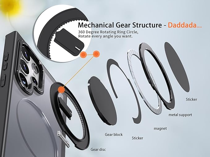 Magnetic Stand Case for Samsung Galaxy S22 Ultra/S23 Ultra [with 2 Screen Protectors] [360° Rotation Magnetic Stand] [Compatible with Magsafe] Military-Grade Drop Protection Case, Black